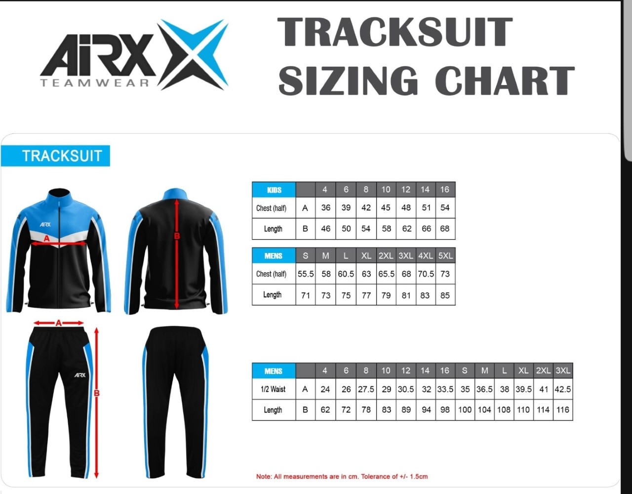Tracksuit Size Chart Singapore National Paralympic Council | Labb by AG